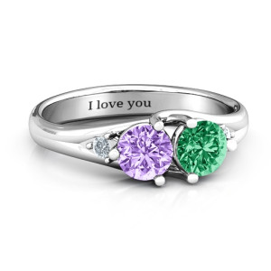 Yaffie ™ Custom-Made Personalised Double Gemstone Ring - Darling Duo Design