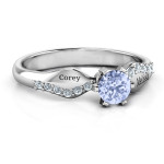 Yaffie™ Custom-Made Personalised Solitaire Ring with Accents and Dimple Design