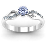 Yaffie™ Custom-Made Personalised Solitaire Ring with Accents and Dimple Design