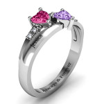 Yaffie ™ Custom Made Double Heart Gemstone Ring with Accents - Personalised for You