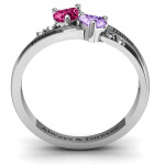 Yaffie ™ Custom Made Double Heart Gemstone Ring with Accents - Personalised for You