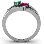 Yaffie ™ Custom-Made Dual Hearts Ring with Accents, Personalised