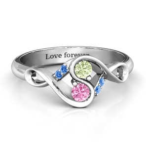 Yaffie ™ Custom Infinity Two Stone Ring with Personalised Element