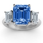 Yaffie ™ Custom Personalised Trinity Ring with Emerald Cut