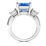 Yaffie ™ Custom Personalised Trinity Ring with Emerald Cut