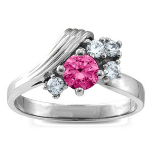 Yaffie ™ Custom Made Grooved Wave Ring with 29 Gemstones - Personalised Design