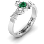 Yaffie ™ Customised Heart Stone Claddagh Ring - Crafted with Personalisation