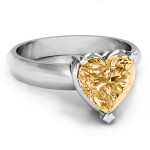 Yaffie ™ Custom-Made Double Gallery Setting Ring with Personalised Heart Stone