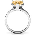Yaffie ™ Custom-Made Double Gallery Setting Ring with Personalised Heart Stone