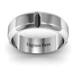 Yaffie ™ Custom Made Personalised Men Ring with Quad Bevel and Groove Design - Named Hercules