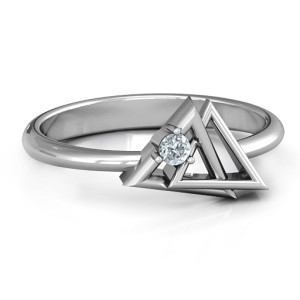Yaffie ™ Custom-Made Interlocked Triangle Geometric Ring - Personalised