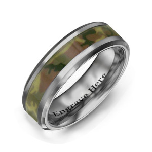Yaffie ™ Customised Men Camouflage Tungsten Ring - Personalised for You