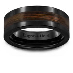 Yaffie ™ Custom Made Personalised Ceramic Ring for Men with Wooden Inlay