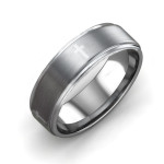 Yaffie ™ Custom-Made Personalised Tungsten Ring for Men with Brushed Centre and Cross Design