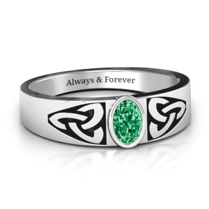 Yaffie™ Custom Men Trinity Knot Ring with Oval Stone for a Personalised Touch