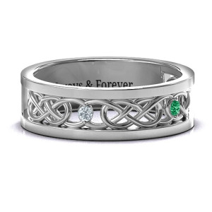Yaffie ™ Customised Men TwoStone Interwoven Infinity Band - Personalised Design