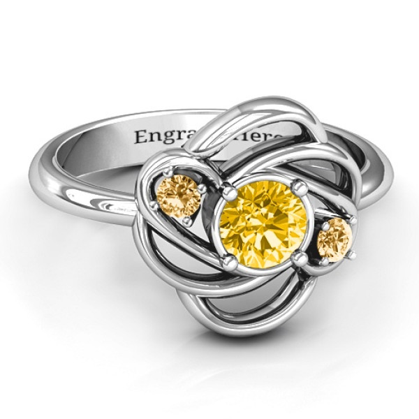 Yaffie ™ Custom-Made Personalised Love Knot Ring with Multiple Stones