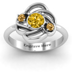 Yaffie ™ Custom-Made Personalised Love Knot Ring with Multiple Stones