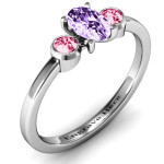 Yaffie ™ Custom Made Personalised Ring - Oval Centre with Twin Bezel Rounds