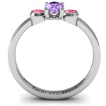 Yaffie ™ Custom Made Personalised Ring - Oval Centre with Twin Bezel Rounds