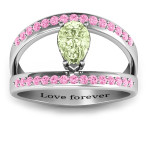 Yaffie™ Custom-Made Personalised Pear Ring with Accents and Flair