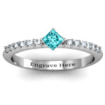 Yaffie ™ Custom-Made Personalised Princess Ring with Twin Accent Rows and Centre Stone