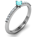 Yaffie ™ Custom-Made Personalised Princess Ring with Twin Accent Rows and Centre Stone