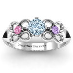 Custom Made Personalised Quad Infinity Ring with Center Stone and Dual Accent Ring by Yaffie™