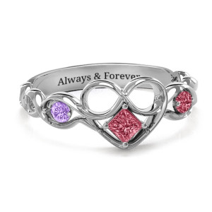 Yaffie ™ Custom-Made Shimmering Infinity Princess Stone Heart Ring - Personalised Design