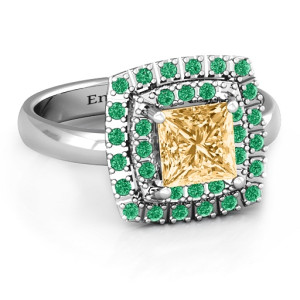 Yaffie ™ Custom Made Personalised Double Halo Princess Ring - Splendid Design