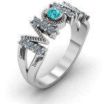 Yaffie ™ Customizable Split Shank Ring with Stone Filling, Personalised for Moms