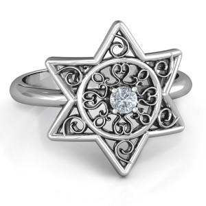 Yaffie ™ Custom-Made Filigree Ring with Personalised Star of David