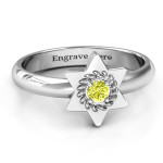 Yaffie ™ Custom-Made Star of David Ring with Stone and Roping - Personalised for You