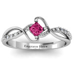 Yaffie™ Customised Princess Cut Ring with Accents - Personalised Espiral Design