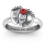 Yaffie ™ Custom-Made Personalised Baby Foot Birthstone Ring