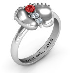 Yaffie ™ Custom-Made Personalised Baby Foot Birthstone Ring