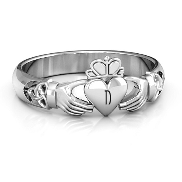 Yaffie™ Custom Personalised Celtic Claddagh Ring with Knot Design