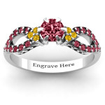 Yaffie™ Customised Split Shank Solitaire Accent Ring with Personalised Touch