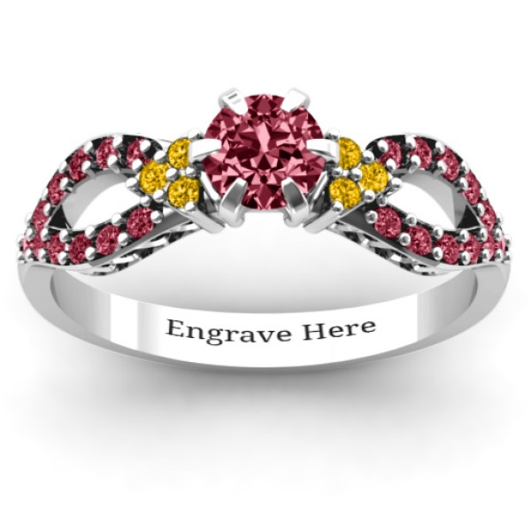 Yaffie™ Customised Split Shank Solitaire Accent Ring with Personalised Touch