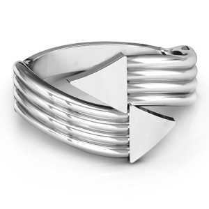 Yaffie™ Custom Made Personalised Bypass Ring with Geometric Arrows and Triangles
