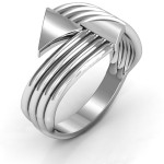 Yaffie™ Custom Made Personalised Bypass Ring with Geometric Arrows and Triangles
