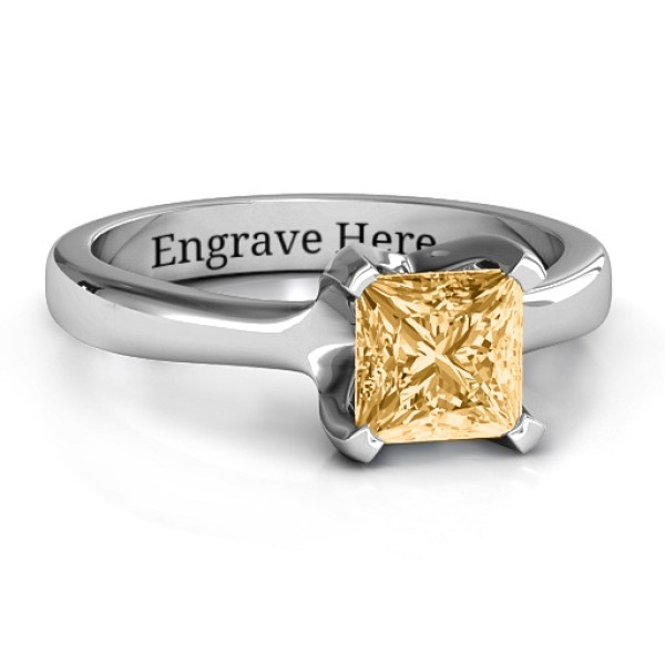 Yaffie ™ Custom Made Personalised Princess Solitaire Ring - Large Size