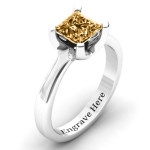 Yaffie ™ Custom Made Personalised Princess Solitaire Ring - Large Size