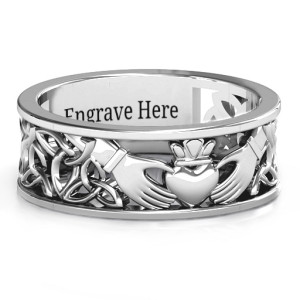 Yaffie ™ Custom Made Personalised Men Celtic Claddagh Band Ring