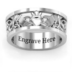 Yaffie ™ Custom Made Personalised Men Celtic Claddagh Band Ring