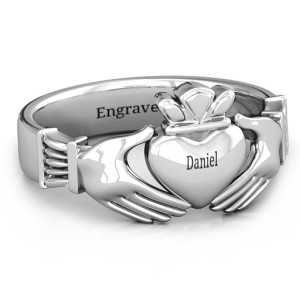 Yaffie ™ Customised Men Classic Celtic Claddagh Ring - Personalised to Perfection