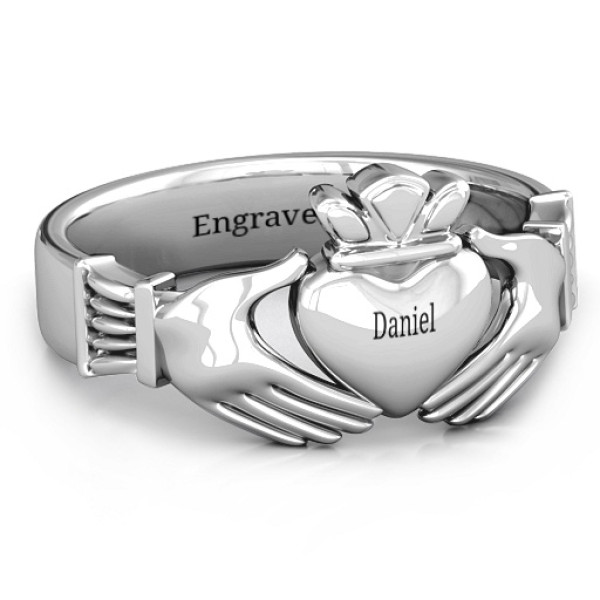 Yaffie ™ Customised Men Classic Celtic Claddagh Ring - Personalised to Perfection