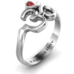 Yaffie ™ Customised Om Sound of Universe Ring with Round Stone for Personalization