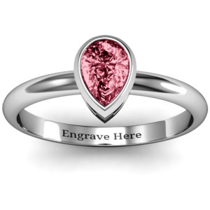 Yaffie ™ Customised Raised Bezel Set Pear Ring - Personalised Design