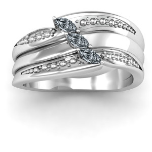 Yaffie ™ Custom-Made Triple Marquise Ring with Personalised Shimmer